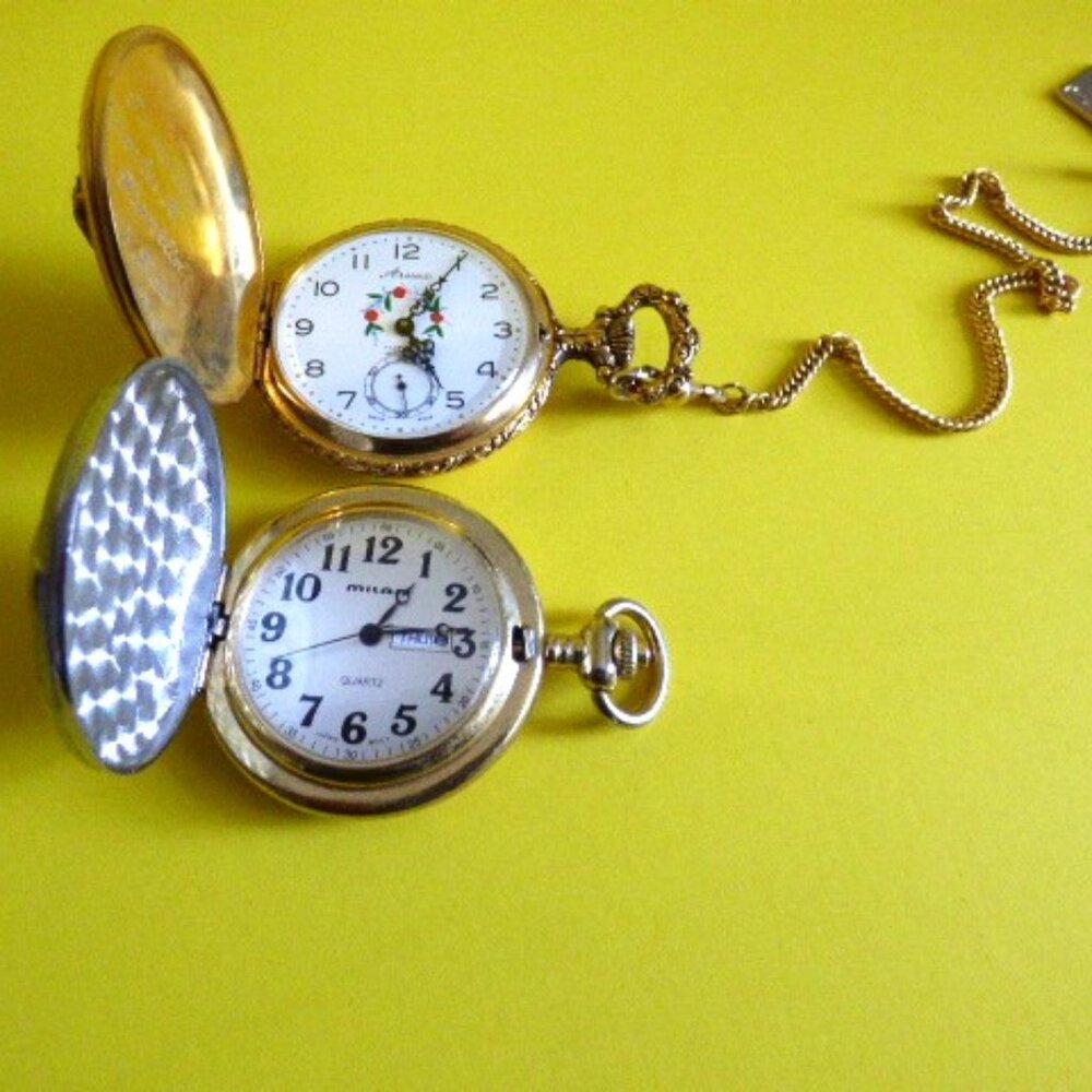 Two vintage pocket watches Arnex Swiss Made and Quartz Milan brand